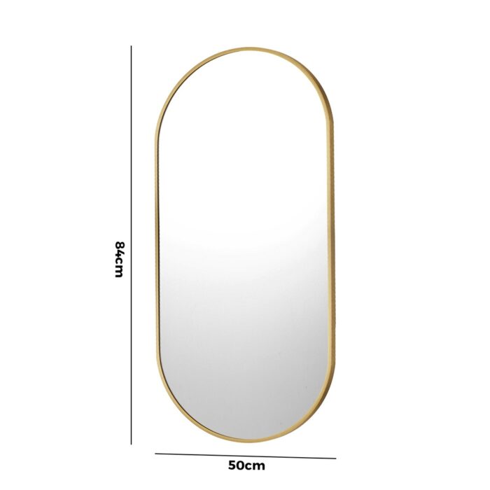 Oikiture Wall Mirror Oval Gold 84x50cm - Image 5
