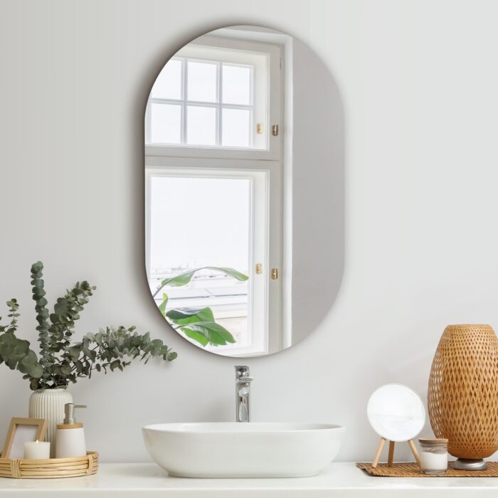 Oikiture Wall Mirror Oval Frameless 84x50cm - Image 2