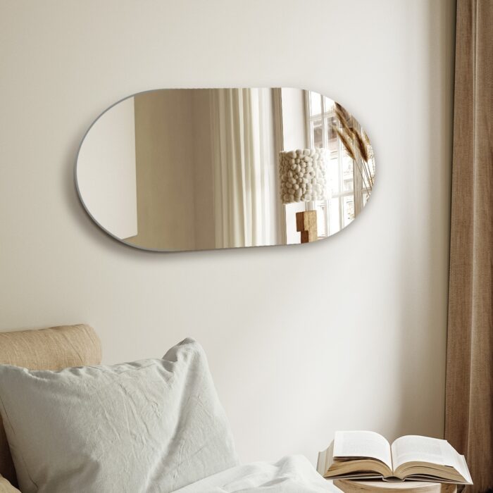Oikiture Wall Mirror Oval Frameless 84x50cm - Image 6
