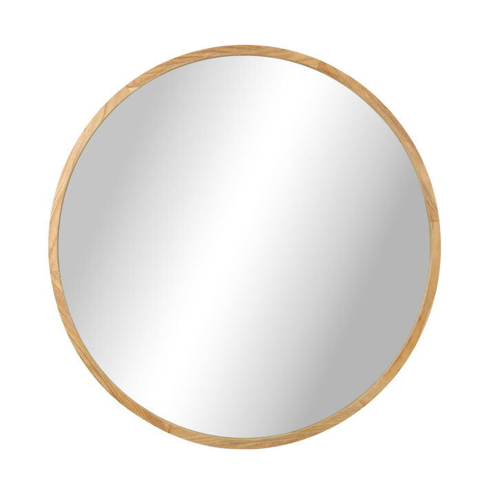 Oikiture Wall Mirror with Wood Frame 80cm Round - Image 7