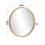 Oikiture Wall Mirror with Wood Frame 80cm Round - Image 9