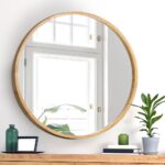 Oikiture Wall Mirror with Wood Frame 80cm Round - Image 3