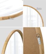 Oikiture Wall Mirror with Wood Frame 80cm Round - Image 4