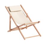 Gardeon Outdoor Deck Chair Wooden Sun Lounge Folding Beach Patio Furniture Beige - Image 3