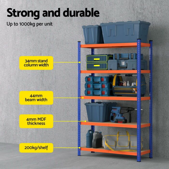 5 x 1.8M Giantz Garage Shelving Warehouse Rack - Image 4