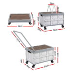 Gardeon Collapsible Outdoor Storage Box 54L Stackable Folding Camping Organizer Wheels Plywood Lid Beige - Image 3