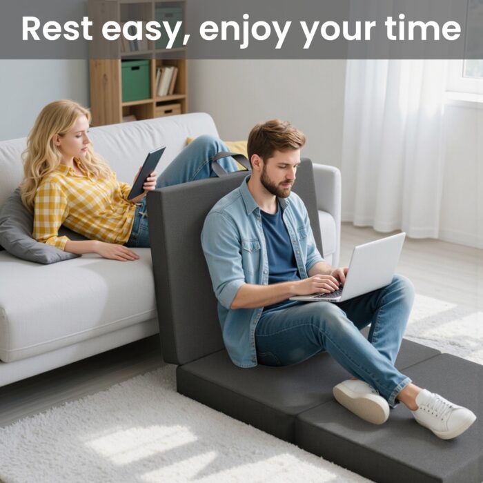 10cm Small Single BedStory 3-Fold Mattress Folding Foam Bed Washable Cover, 180x70cm - Image 5