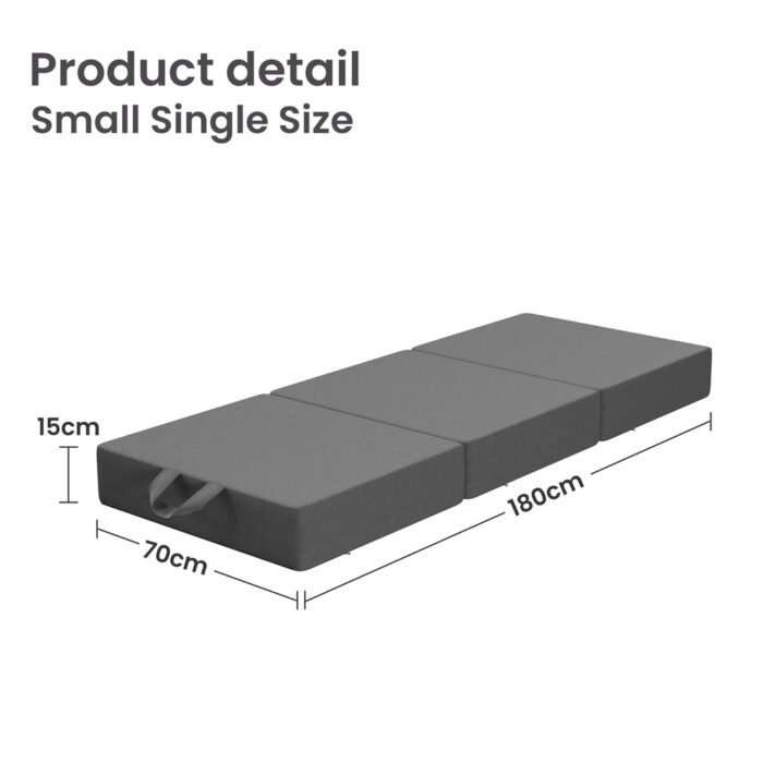 15cm Small Single BedStory 3-Fold Mattress Folding Foam Bed Washable Cover, 180x70cm - Image 2
