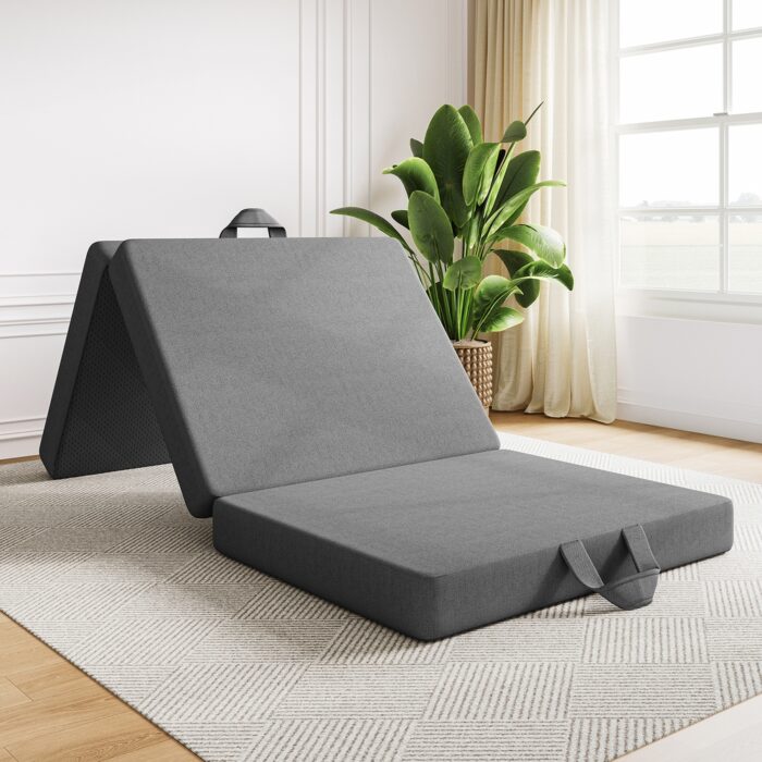 15cm Small Single BedStory 3-Fold Mattress Folding Foam Bed Washable Cover, 180x70cm - Image 4